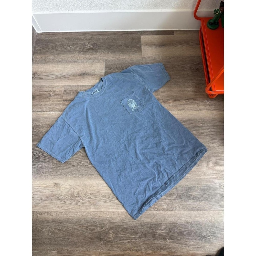 Comfort Colors Mens Blue J.E. Neilson Co Pocket T-Shirt Large Shell Graphic Tee